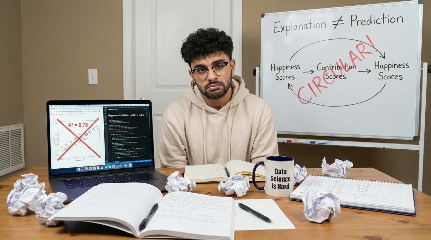 I Built a Complex Model to Predict Happiness. A Dumb Guess Beat It.